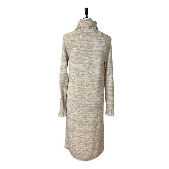 Athleta Women’s Sweater Dress Traverse Merino Wool Midi Length Funnel Neck Tan M - Picture 4 of 10